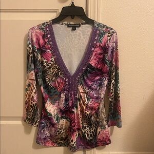 Boston Proper Embellished & Leopard Print top-Size M